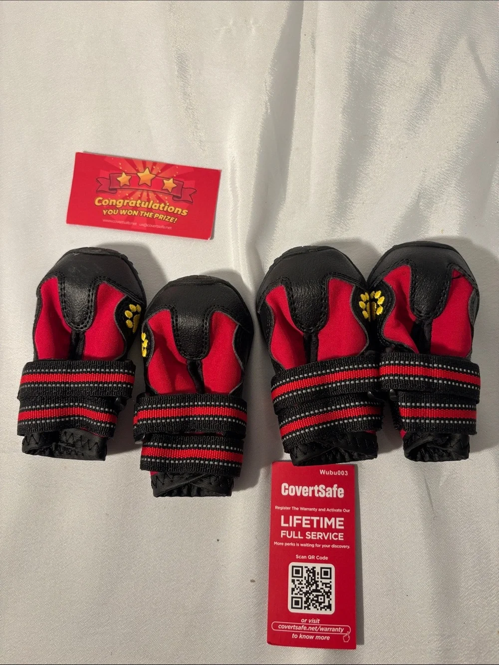 CovertSafe Black & Red Protective Dog Paw Boots - Set of 4